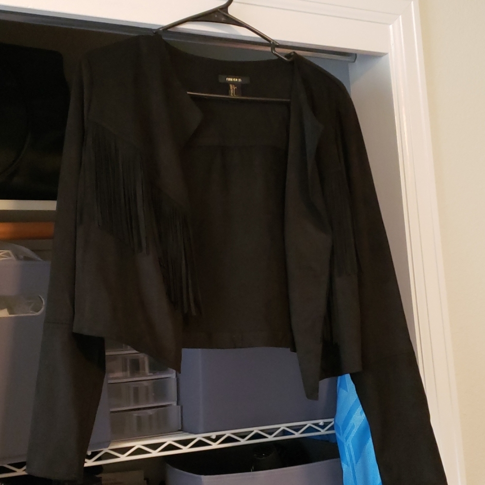 Black suede fringed jacket